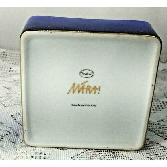 VTG Goebel Trinket Covered Dish Cobalt Blue Floral Rose Colleague "Mara" - Picture 5 of 7